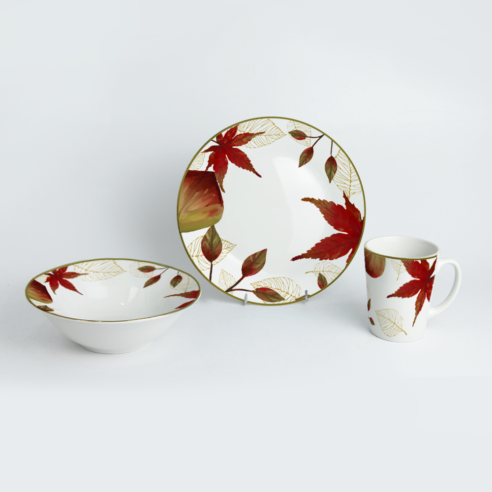 12 pieces porcelain dinner set with Christmas dinner set for 4 people