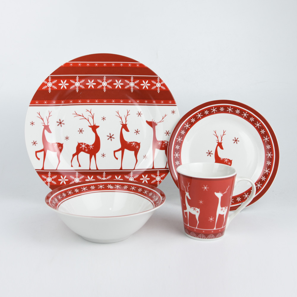 16pcs Dinnerware With Xmas Deer Design