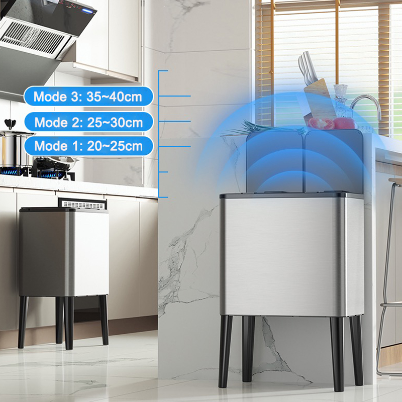 stainless steel kitchen bathroom narrow touchless intelligent sensor bin with 4 legs