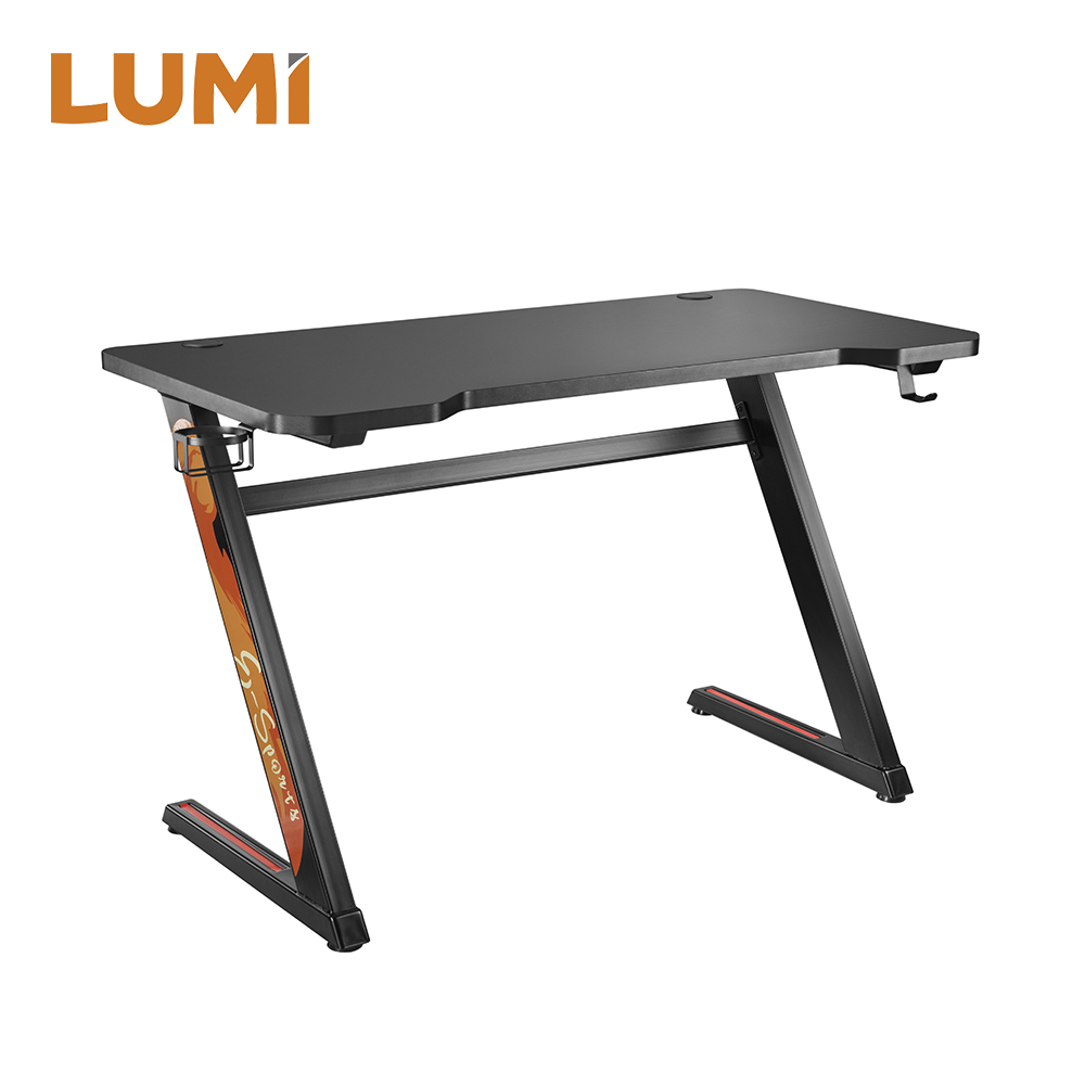 Z-Shaped Gaming Computer Desk With Cup Holder And Headphone Hook