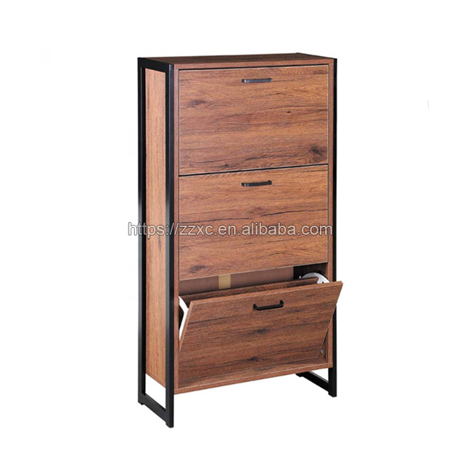 3-tier wooden shoe storage cabinet