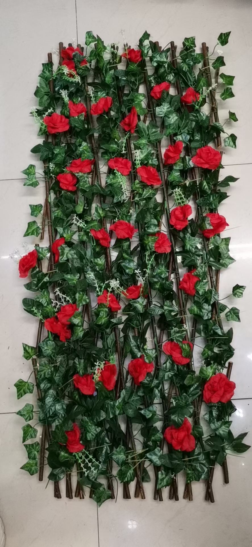 Willow trellis with artificial leaves