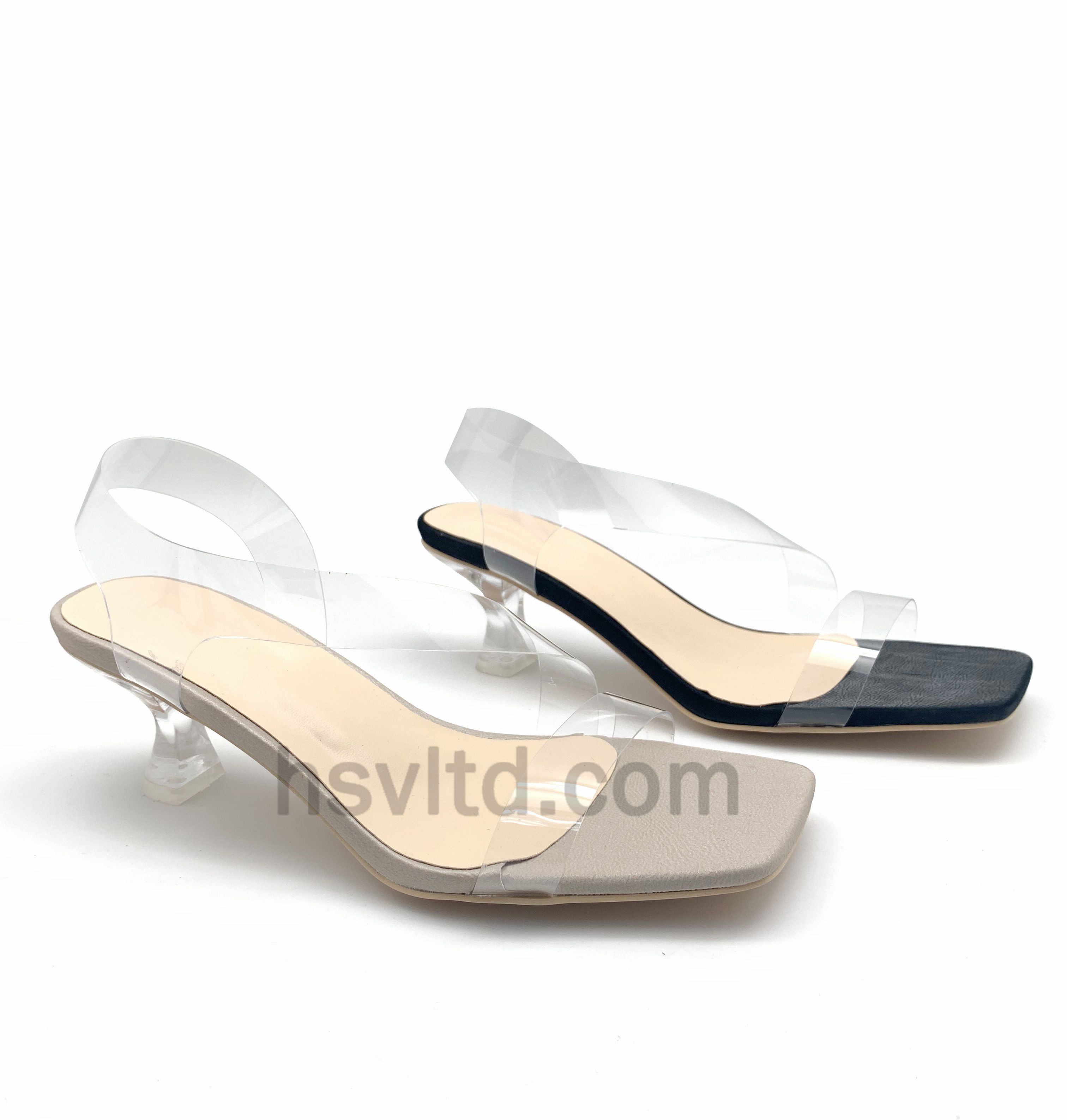 Transparent low heels sandals