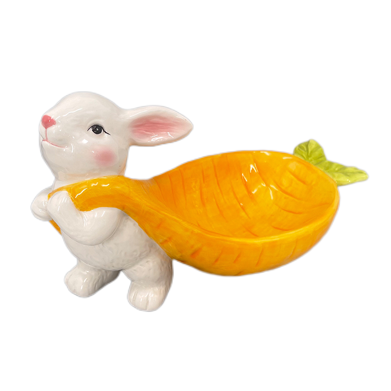 Rabbit drugging carrot tray ceramic