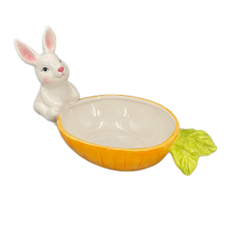 Rabbit drugging carrot tray ceramic