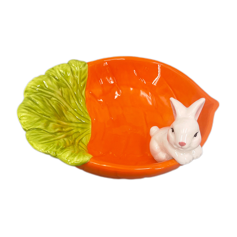 Carrot tray with rabbit ceramic