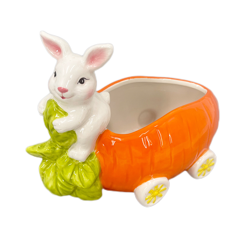 Carrot candy bowl with rabbbit ceramic