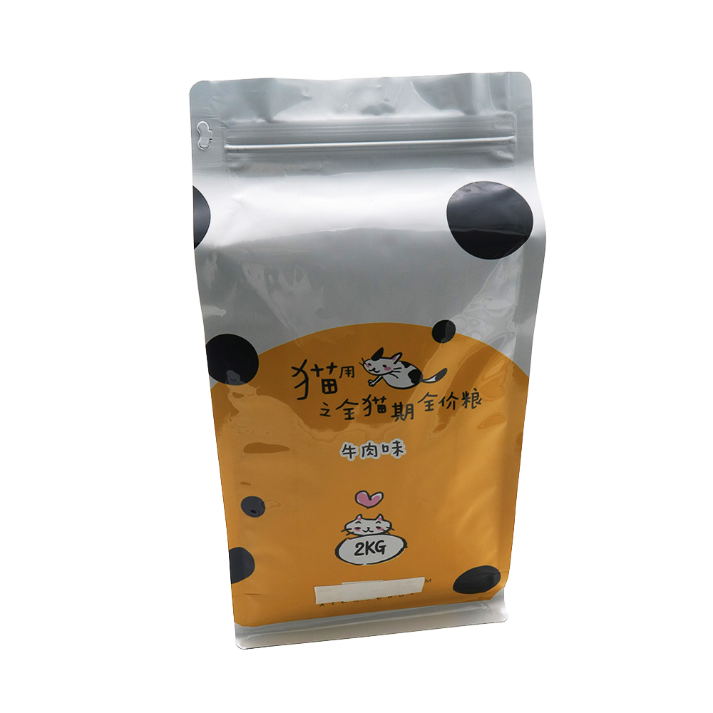 Resealable Flat Bottom Pouch Packaging Cat Food