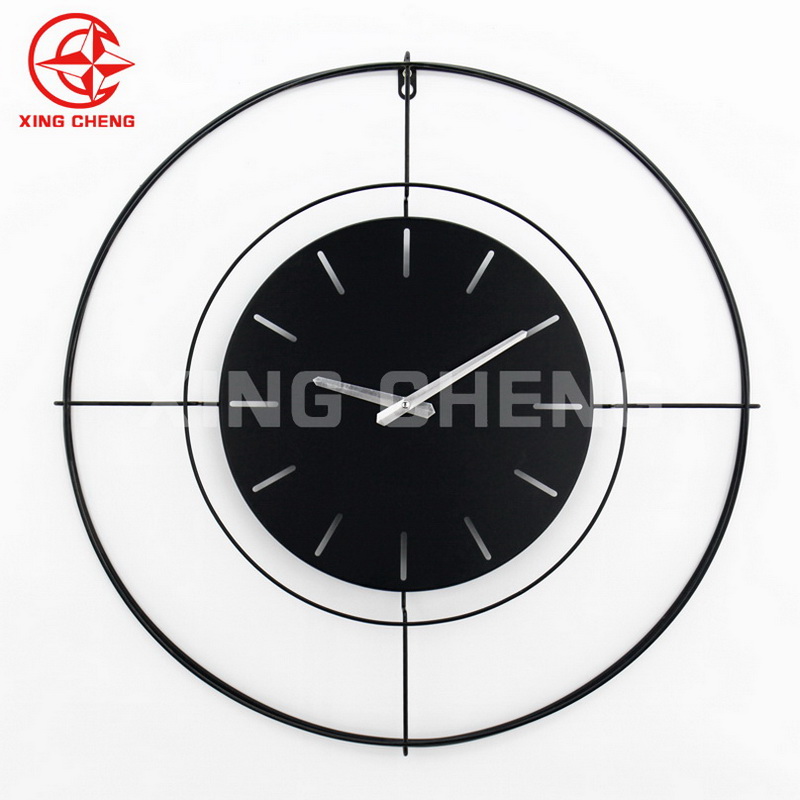 Xingcheng Minimalist Geometric Scandinavian Style Black Battery-Powered Iron Wall Clock