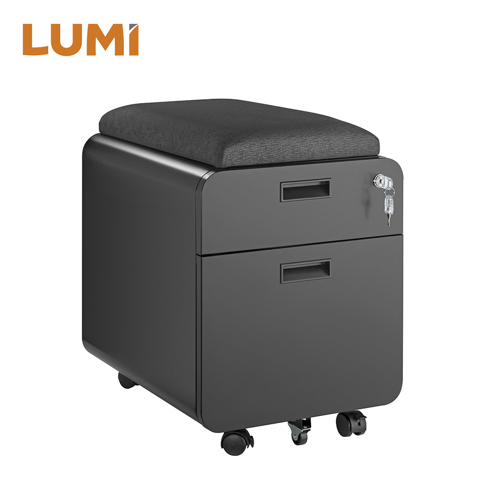2-Drawer Locking Mobile File Cabinet With Cushion