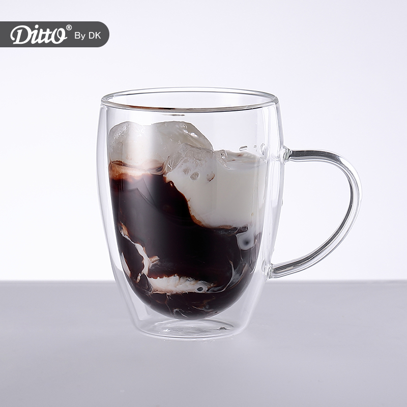 Clear Double Wall Glass Espresso Cups Mug with Handle Glass Coffee cup in glass