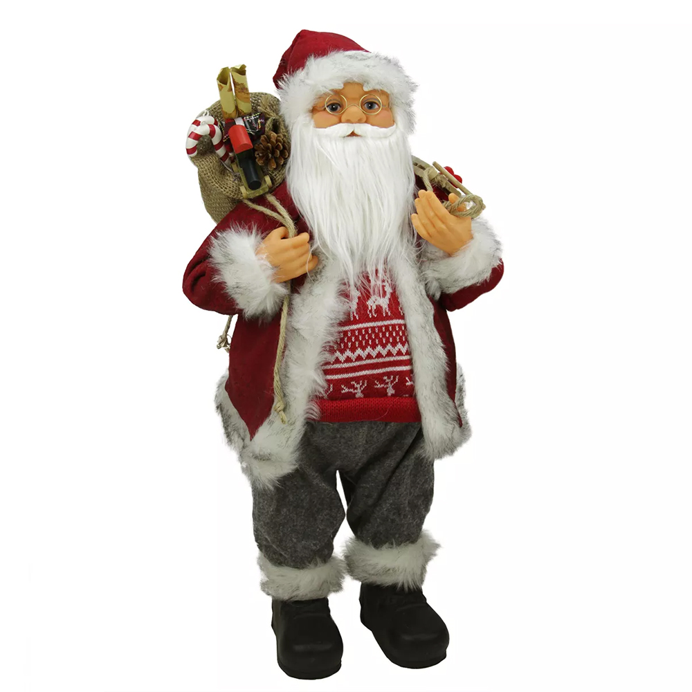60 cm Christmas red standing santa claus for holiday supplies with gift