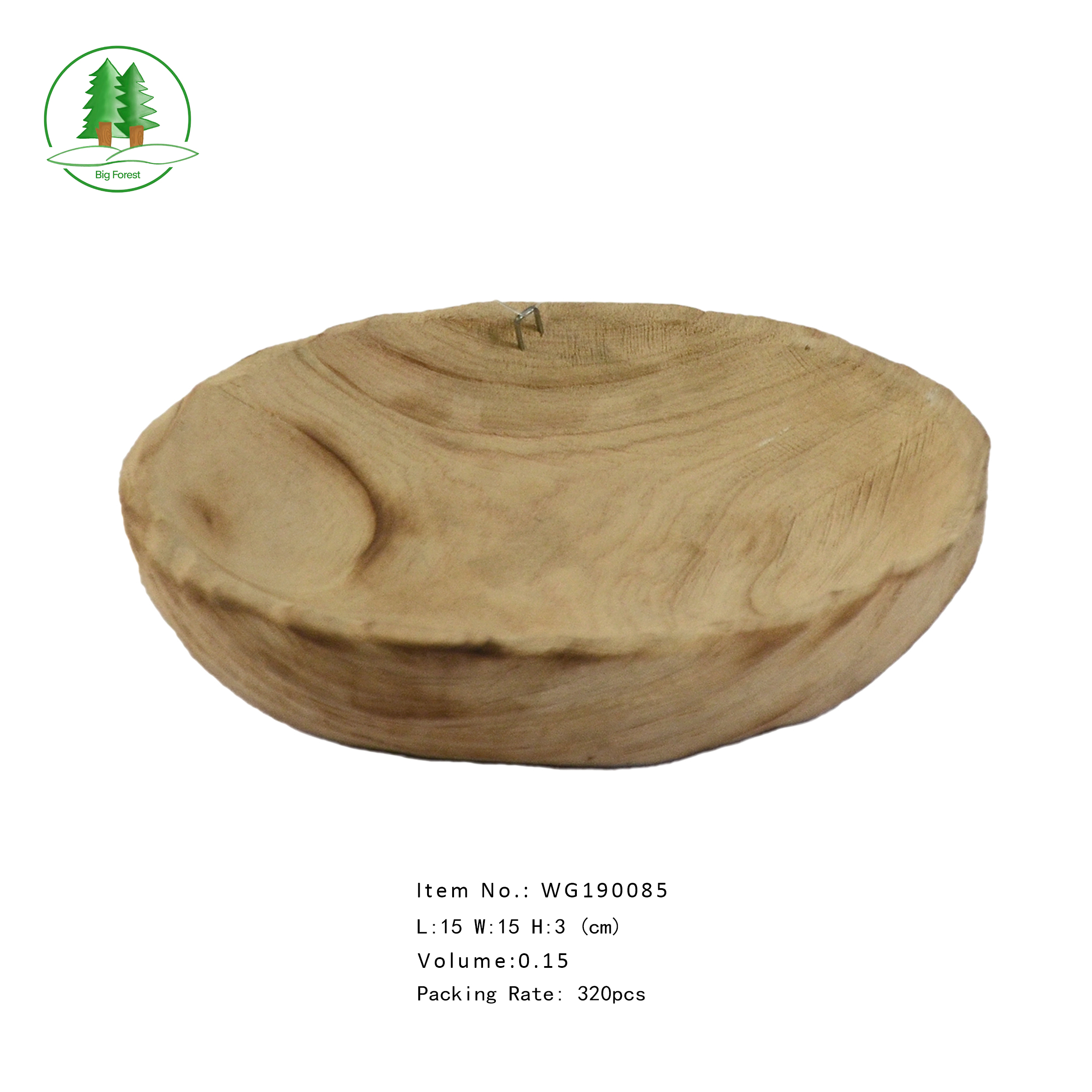 Natural wooden bowl and plate