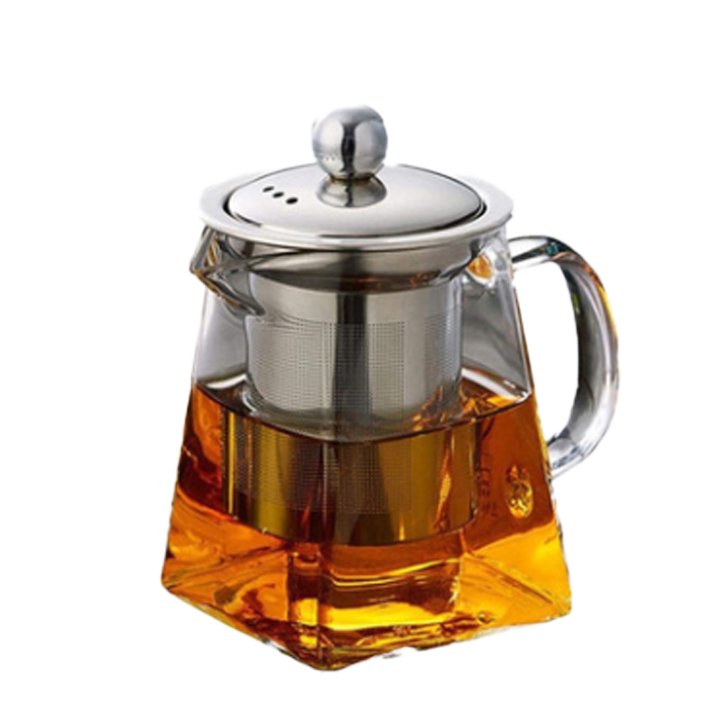 New design square shape pyrex glass teapot 750ml