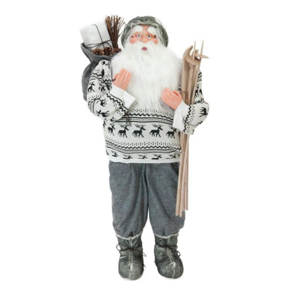 110cm traditional standing Santa with skis
