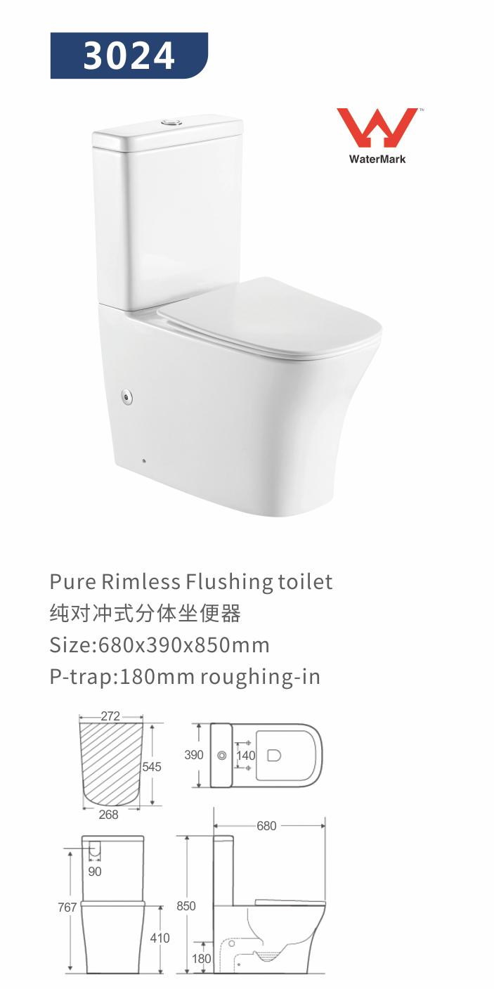 Pure Rimless Flushing toilet
