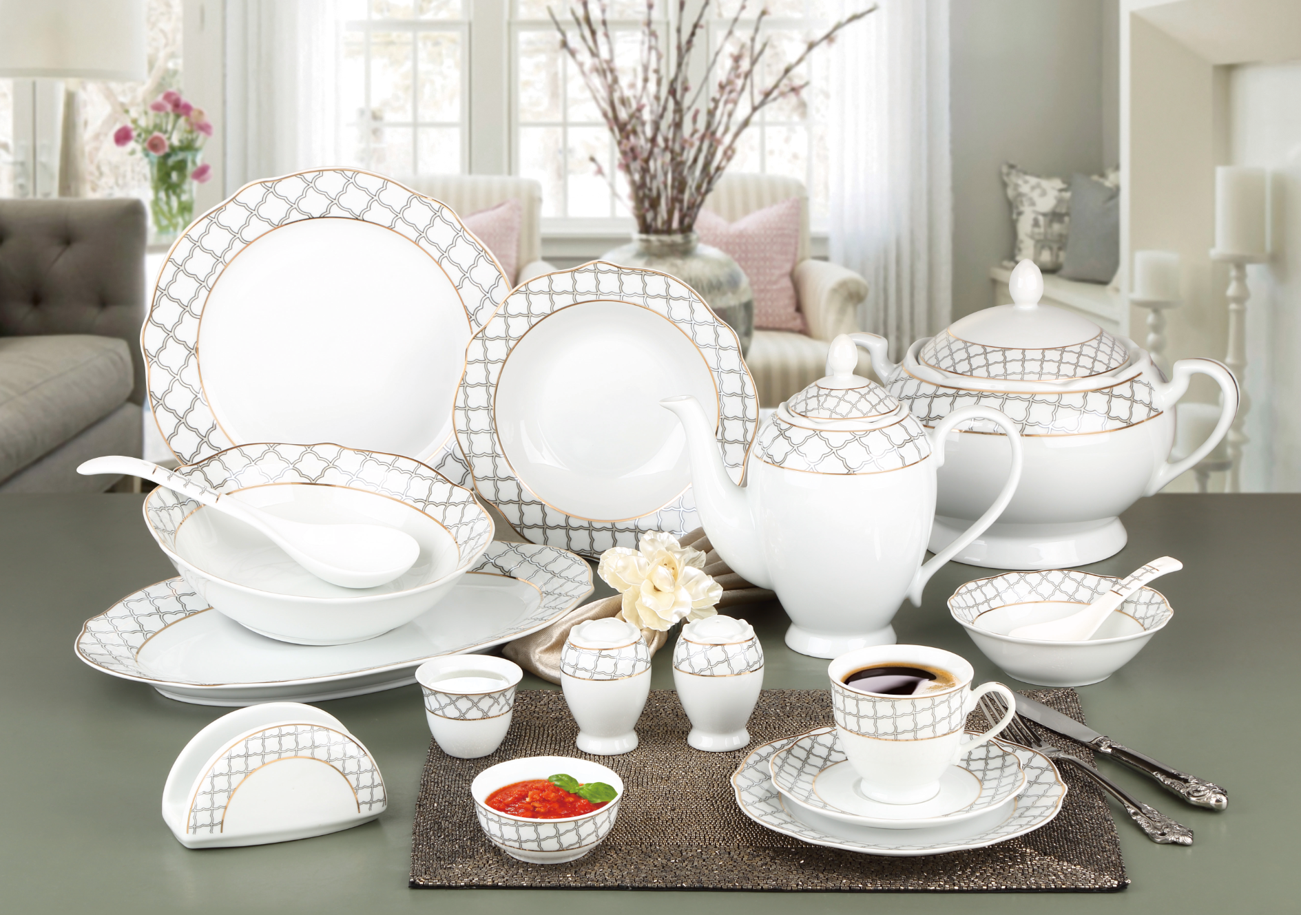 New bone china dinner set dinnerware tableware