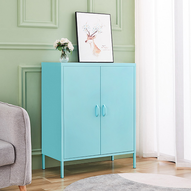 Livingroom storage wardrobe bifold blue household cabinet