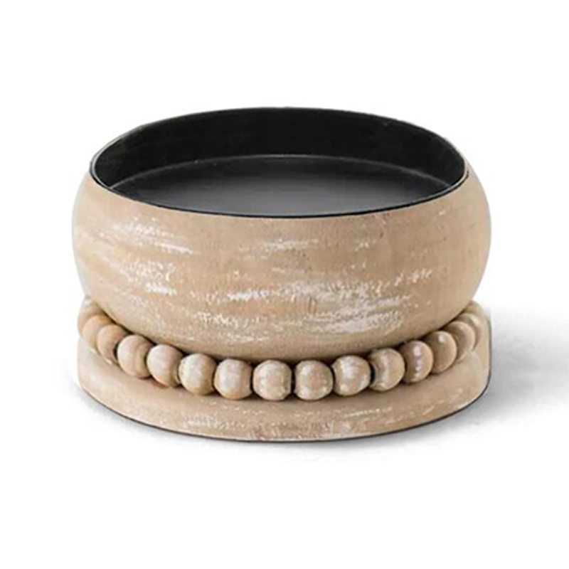 New Design Farmhouse Rustic Natural Wood Bead Crafts Candle holder