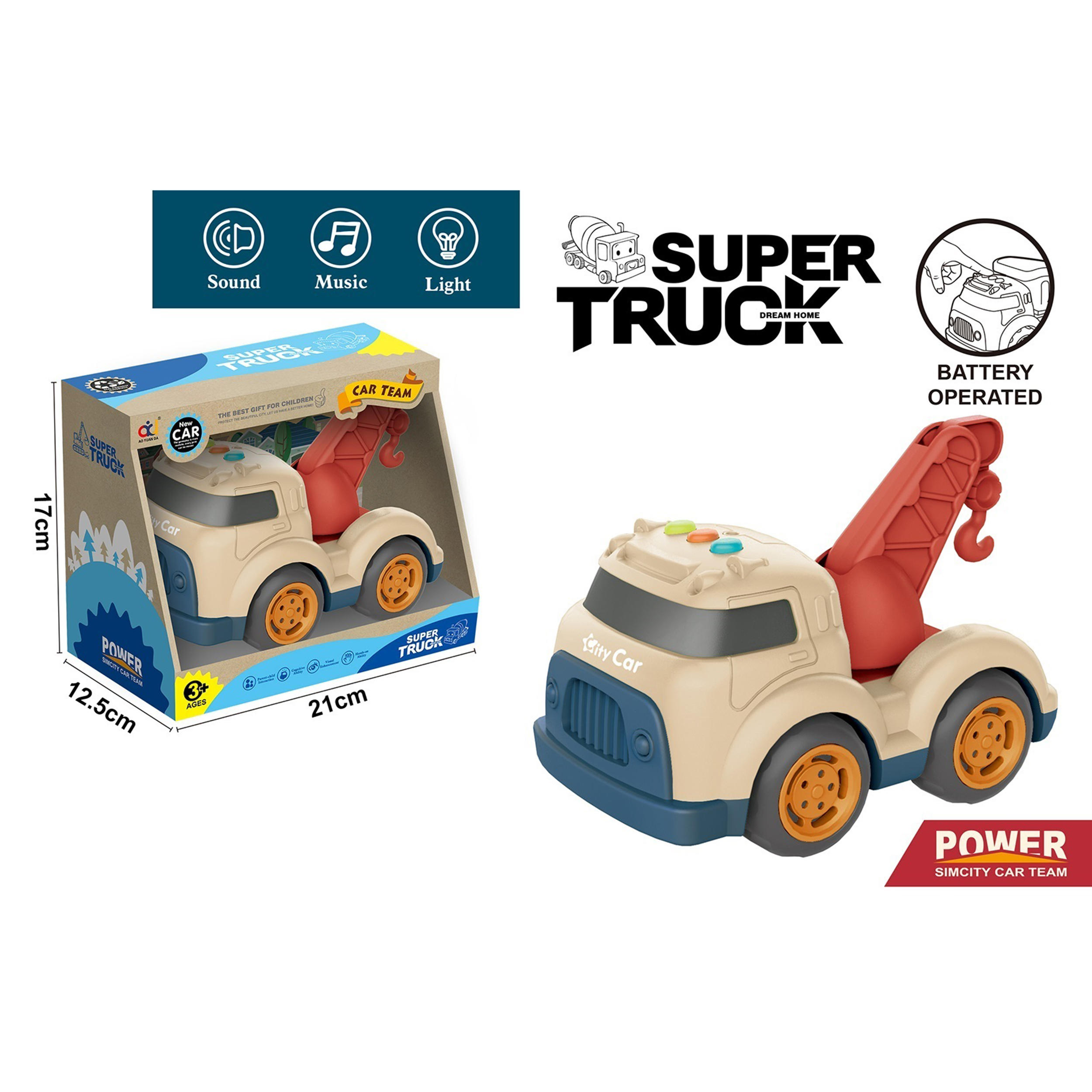 Free Wheel Engineering truck with lighting & music(crane)include battery