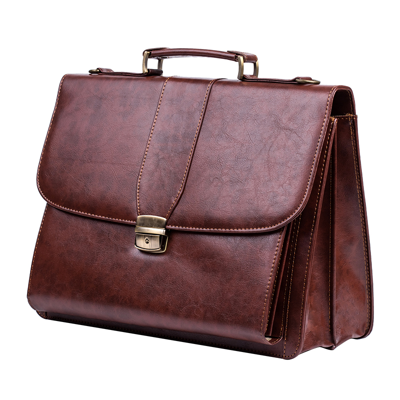 Pu leather bags business brown travel tote men business lawyer briefcase