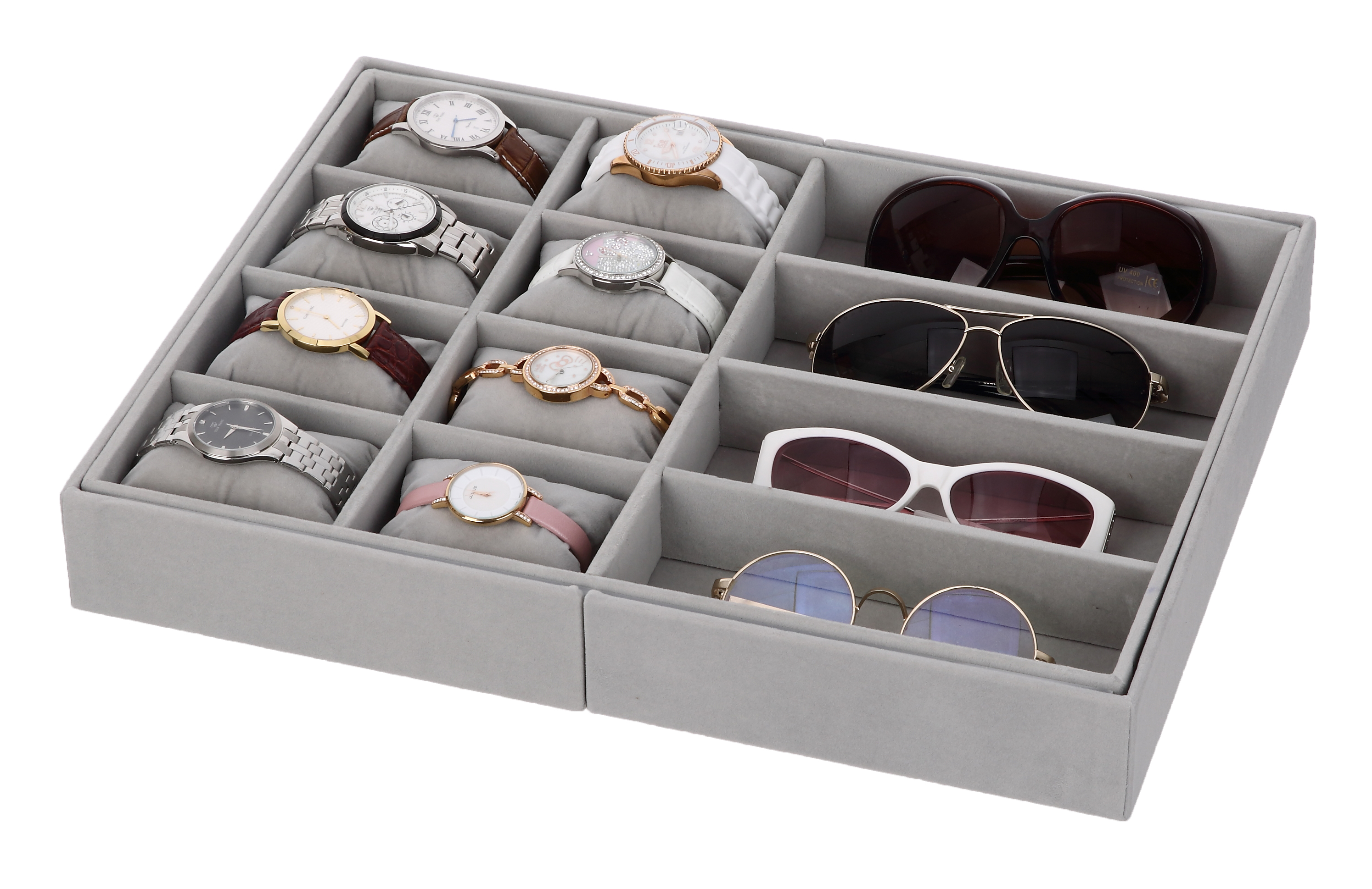 Expandable Jewelry Storage Tray, w/ 8 Pillows for Watches