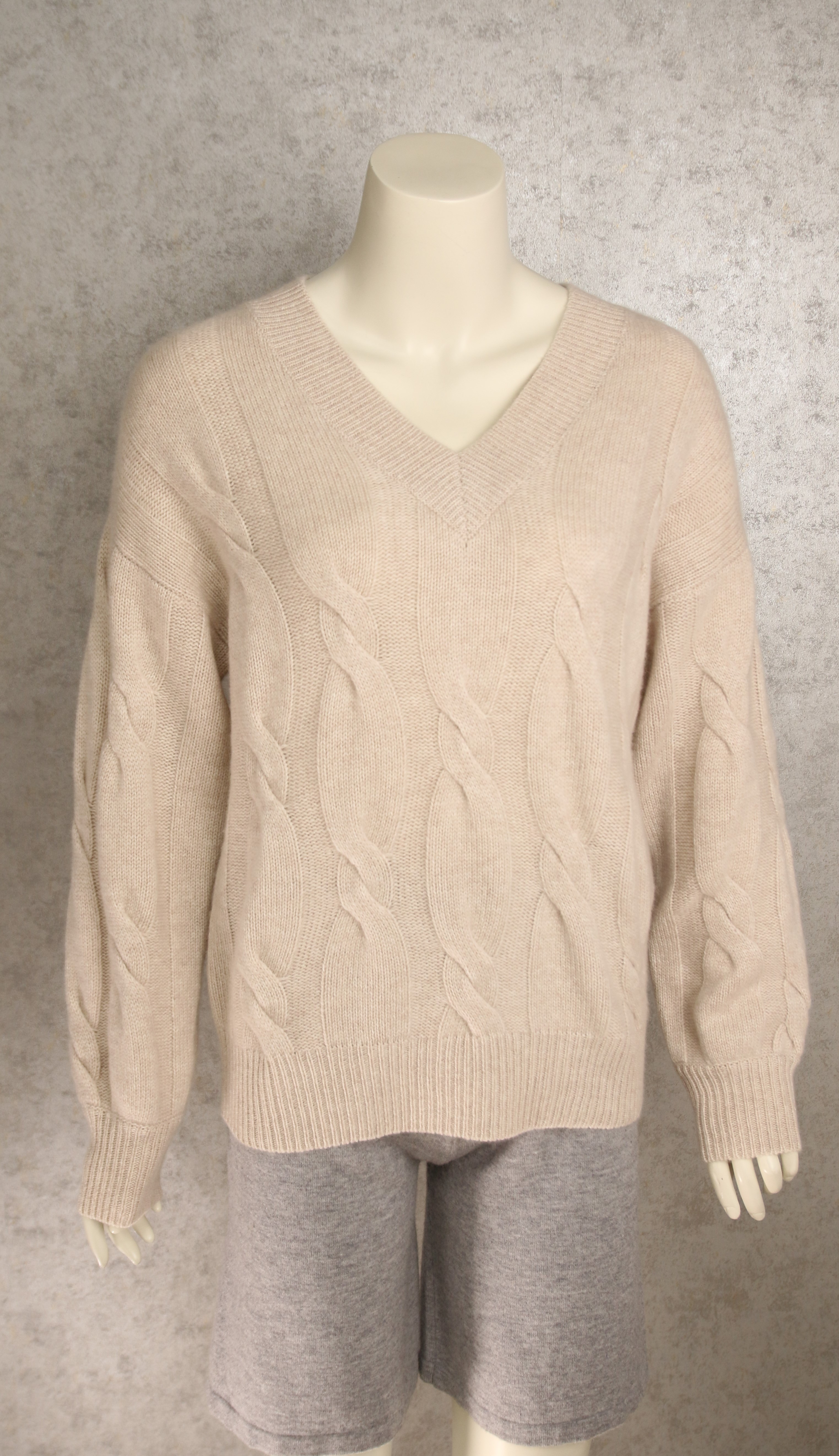 Large Cable V-Neck Pullover