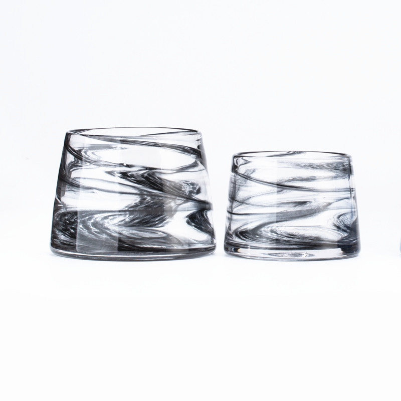 Colorful Swirl Effect Glass Candle Jars Container