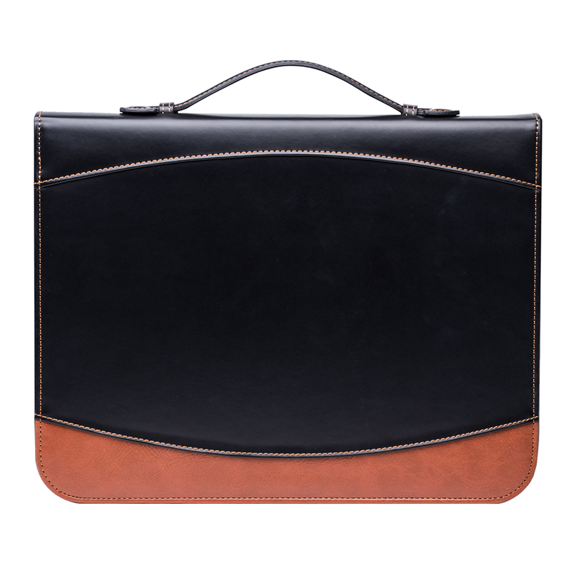 Factory price wholesale fashion large capacity pu leather zipper portfolio folder
