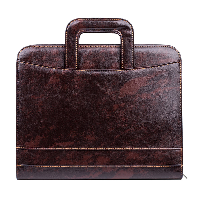 Presentation Slot Conference Organizer Notepad Folder A4 Leather Zippered Padfolio Clipfolio