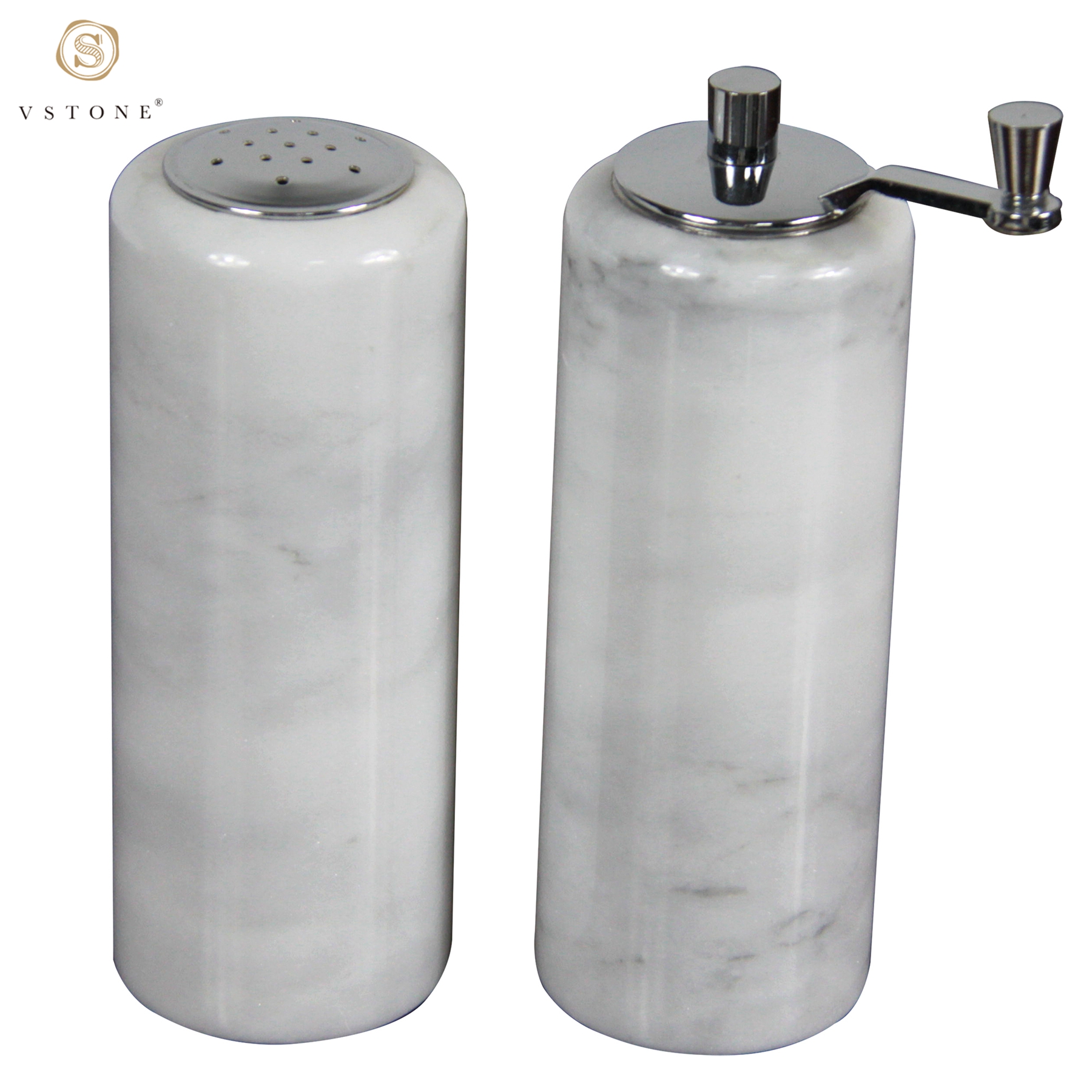 Marble hand-operated pepper mill