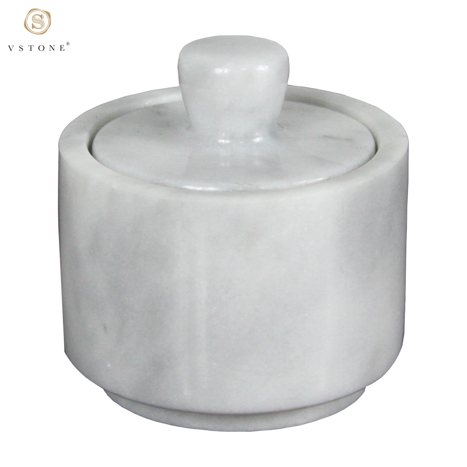 White grey marble Salt Cellar/storage jar with lid