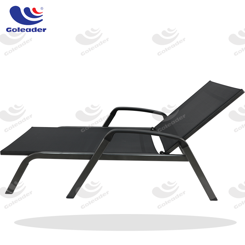 Outdoor Aluminum Chaise Lounges adjustable 7 positions swim poolside sunbed foldable sunlounger