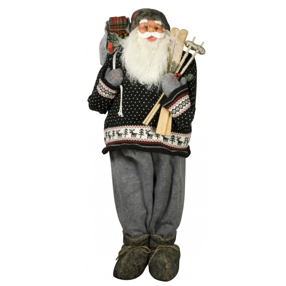 120 cm Standing christmas santa claus doll decoration skis gift ornament