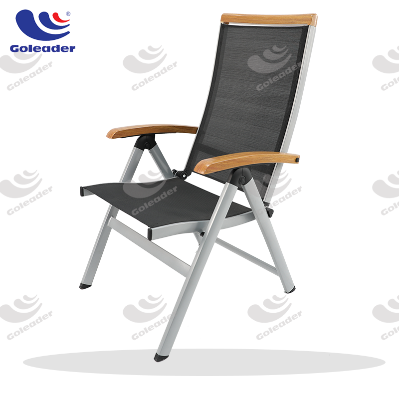 Outdoor Home & Garden foldable chair in Aluminium with wood parten arm,foldable garden armchair