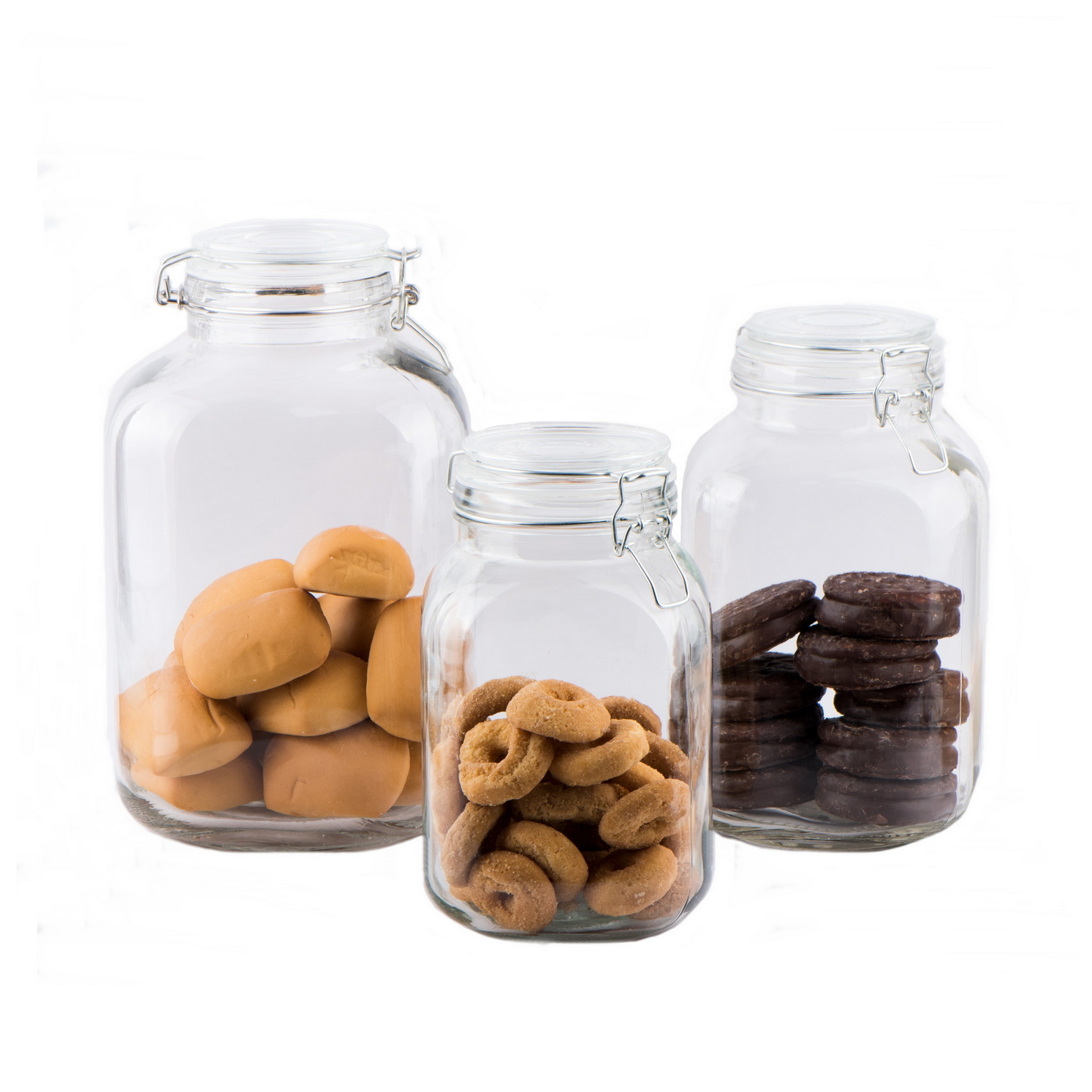 Big capacity square glass food storage jar with clip lid CCP752
