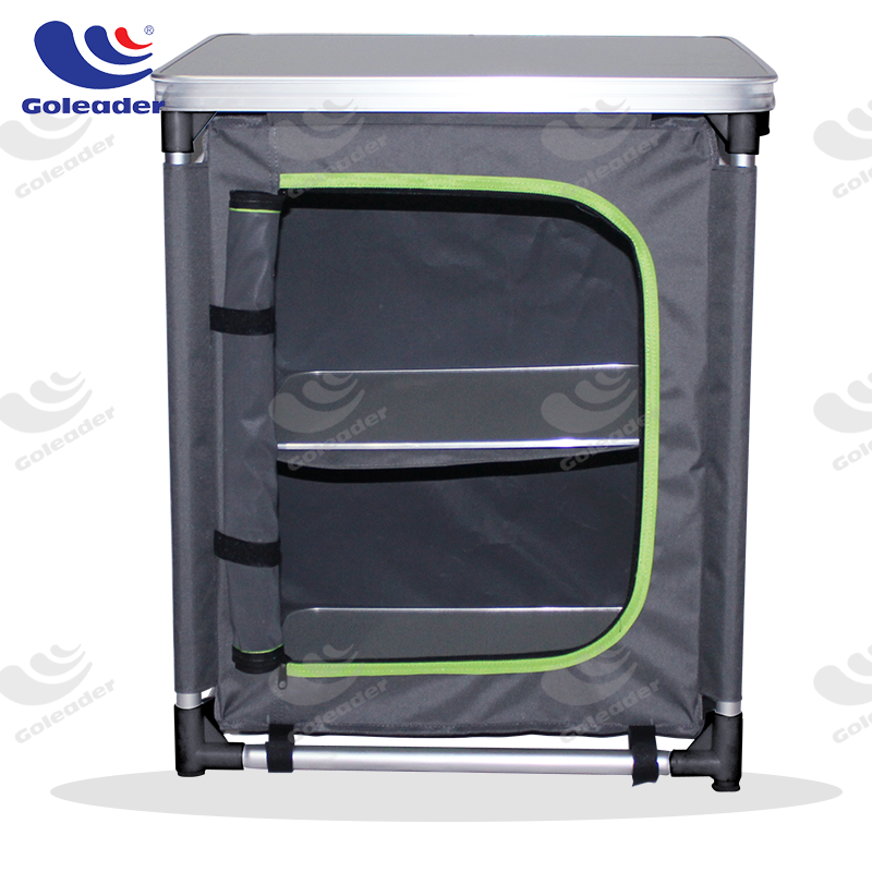 Outdoor Folding Table Aluminum Lightweight Height Adjustable with Storage Organizer