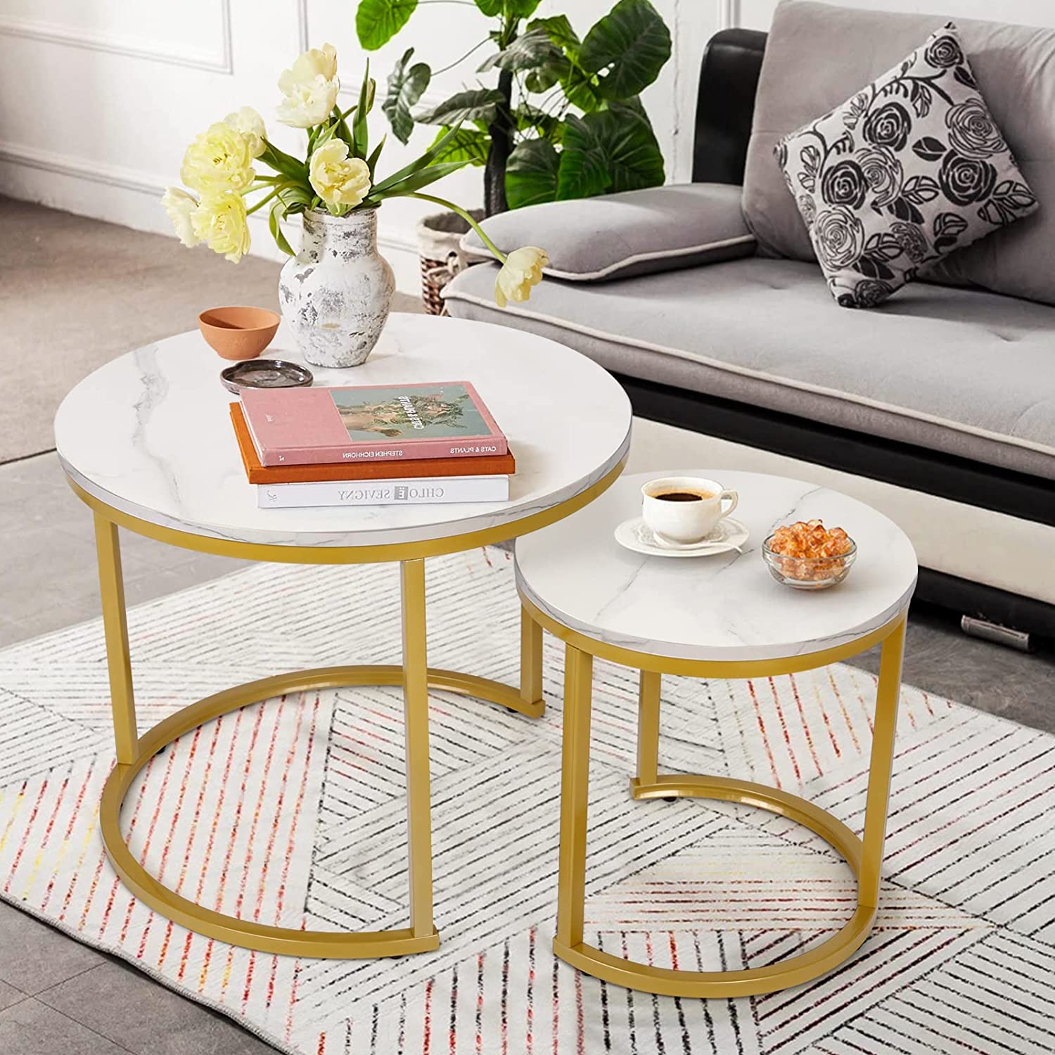Round modern nested coffee table