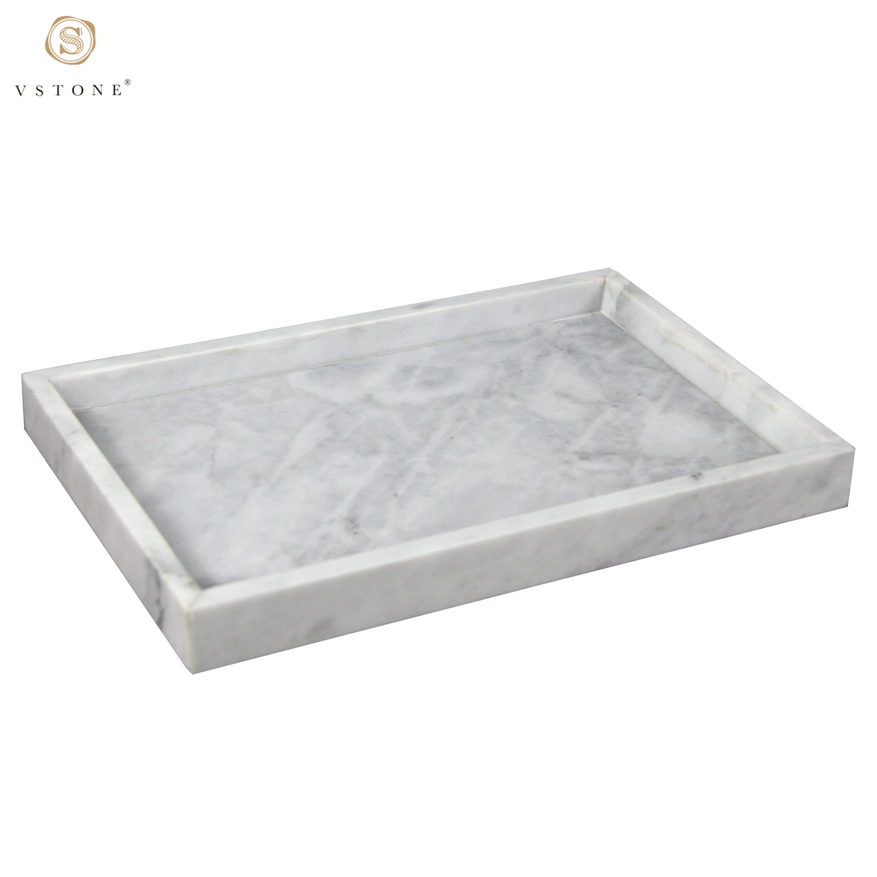 Rectangle white grey marble serving tray/marble storage tray