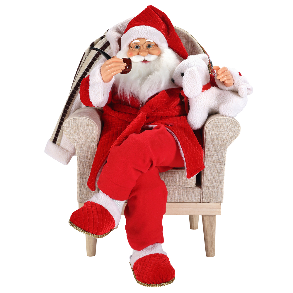 80cm Christmas Animated Sofa Santa Claus with Lighting Musical Ornament