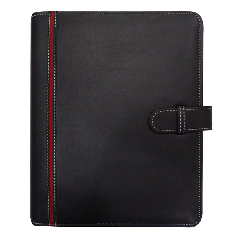Office supplies pu leather ring binder handle padfolio file organizer custom document bag portfolio