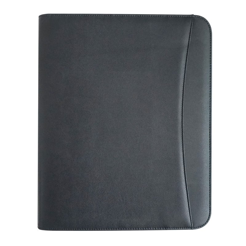 New stylish document folder holder blank pu leather zippered padfolio business portfolio
