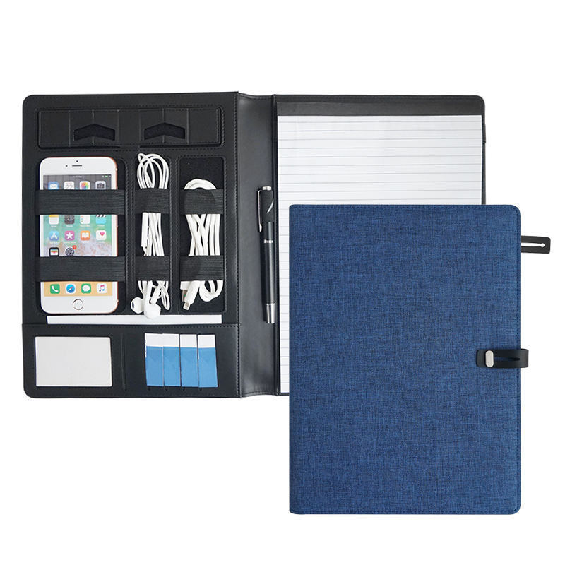 Faux Leather Folder Junior Padfolio Folio Refillable Notepad Writing Pad Clipboard Fabric Portfolio
