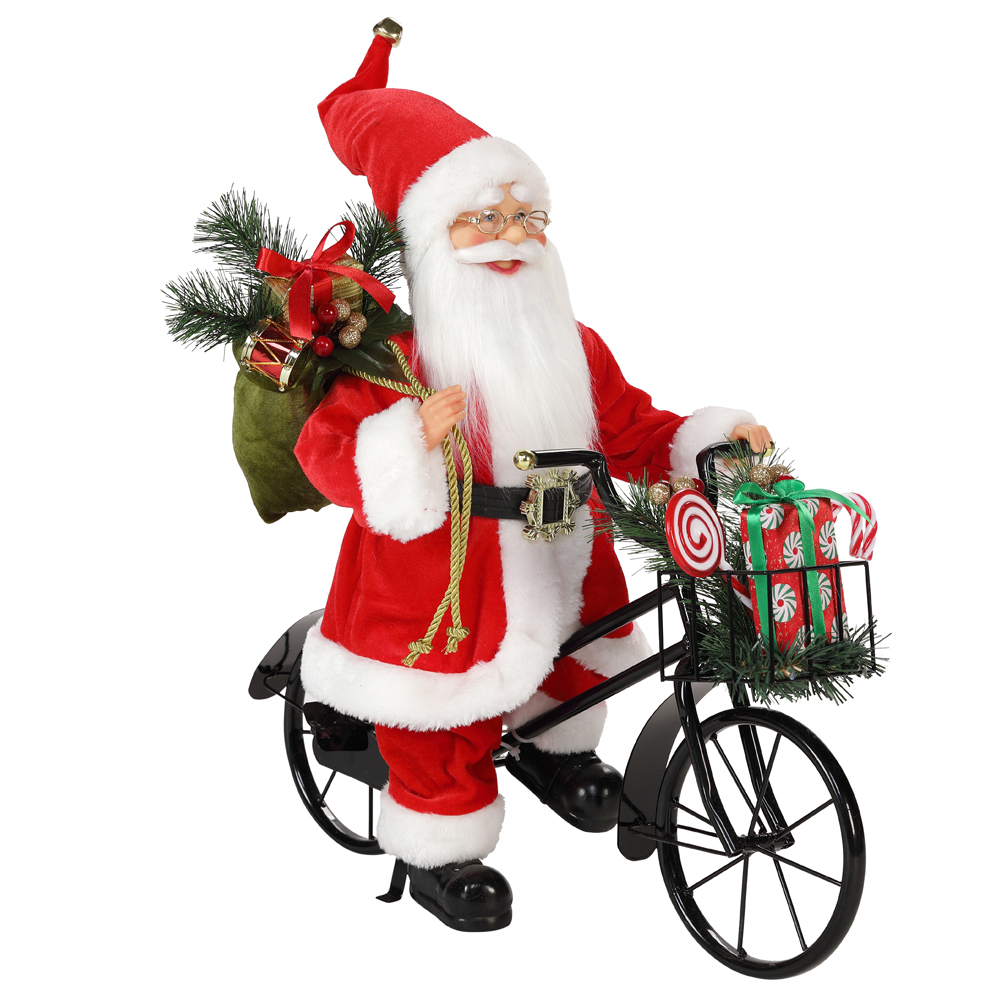 45cm santa claus sitting on tricycle christmas decoration figurine collection