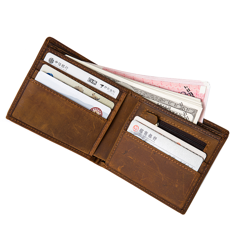 Multi-purpose zippered classical manufacture foldable pocket wallet for men