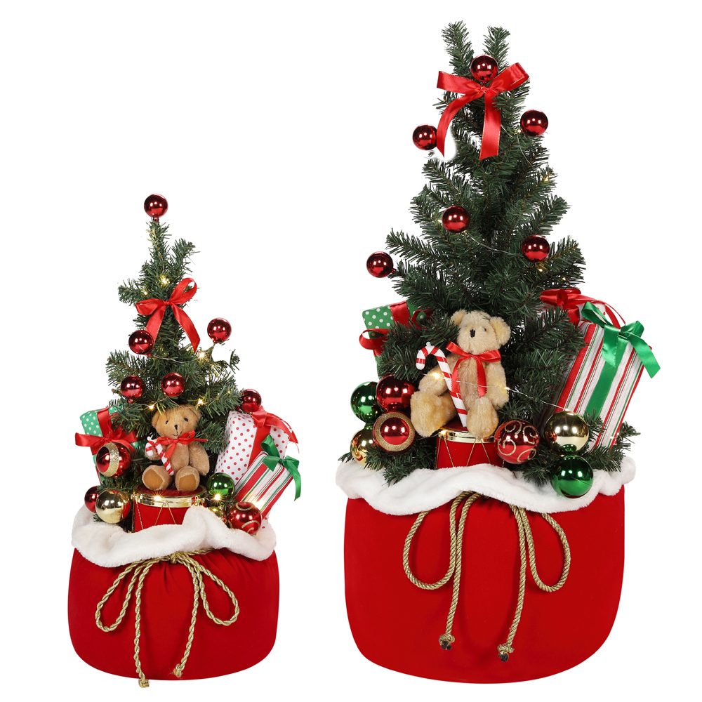 60~80cm Christmas bear tree home display gifts bag LED holiday ornament