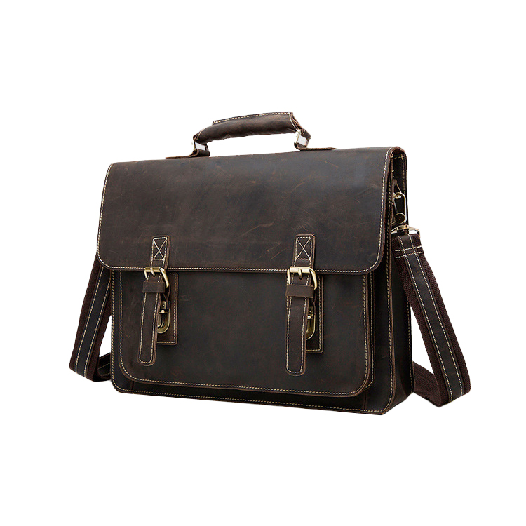 Wholesale Men's Hard Leather Handbag Messenger Office Shoulder Bag Cowhide Leather Briefcase