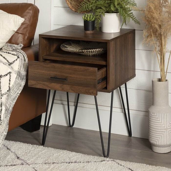Hairpin leg nightstand