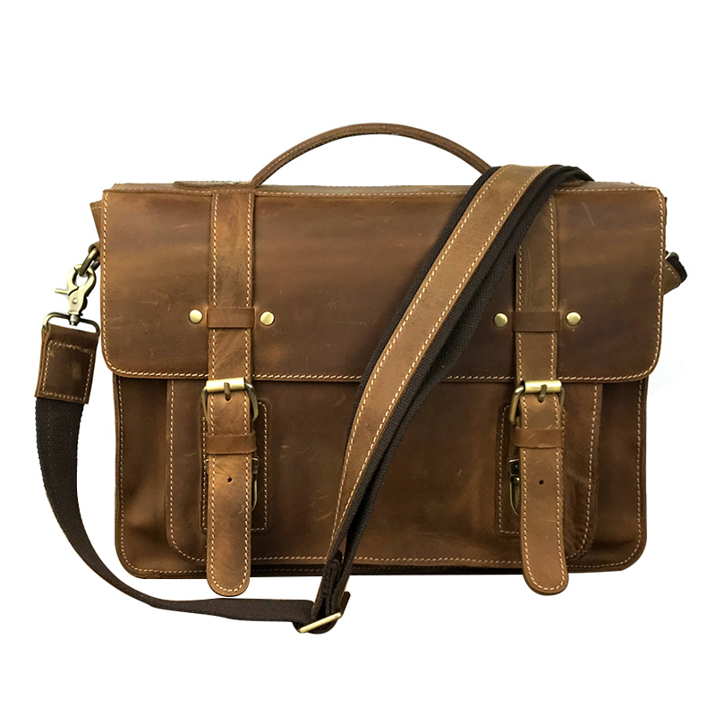 High-capacity cowhide leather men briefcase bags handbag for office work