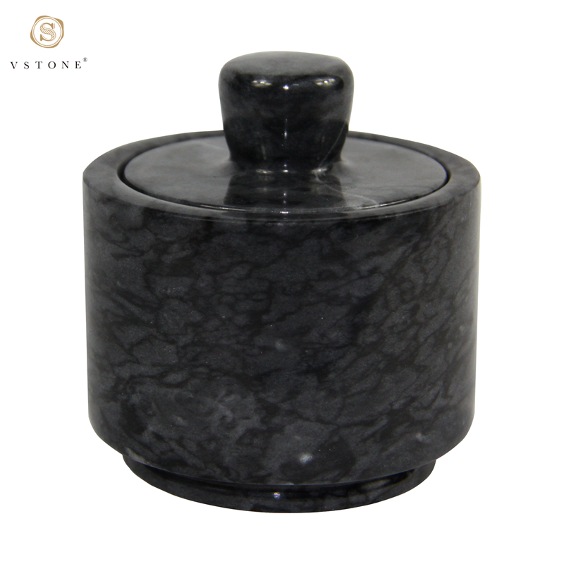 Dark grey marble salt cellar，cellar,marble craft